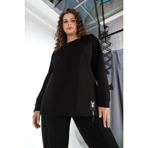 Костюм двойка женский "Аккорд" футер 2-х нитка с полиэстером (последний размер) черный 54,58