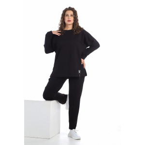 Костюм двойка женский "Аккорд" футер 2-х нитка с полиэстером (последний размер) черный 54,58