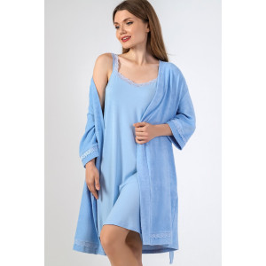 Халат женский "Дрёма-3" махра (последний размер) голубой 50