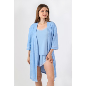 Халат женский "Дрёма-3" махра (последний размер) голубой 50