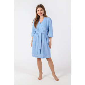 Халат женский "Дрёма-3" махра (последний размер) голубой 50