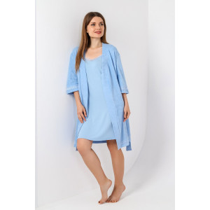 Халат женский "Дрёма-3" махра (последний размер) голубой 50