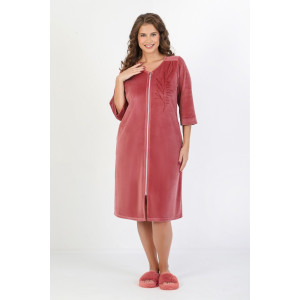 Халат женский "Саломея" велюр (последний размер) брусничный 52