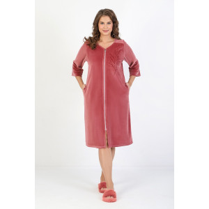 Халат женский "Саломея" велюр (последний размер) брусничный 52