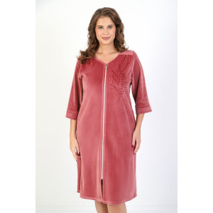 Халат женский "Саломея" велюр (последний размер) брусничный 52