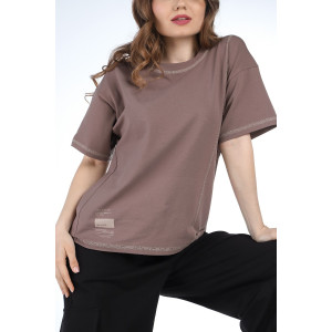 Футболка женская "Движение" кулирка с лайкрой (последний размер) кофейный 48,54