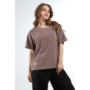 Футболка женская "Движение" кулирка с лайкрой (последний размер) кофейный 48,54