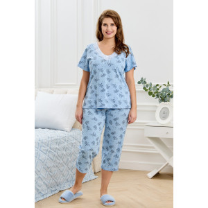 Пижама женская "Канна-2" кулирка (последний размер) голубой 52