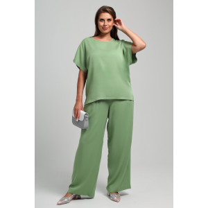 Блузка женская "Летний драйв-4" плательная ткань (последний размер) зеленый 58