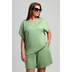 Блузка женская "Летний драйв-4" плательная ткань (последний размер) зеленый 58