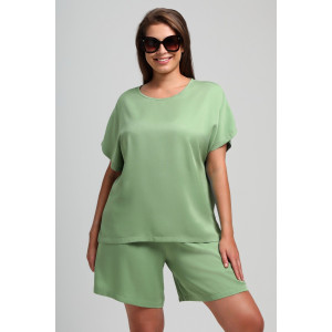 Блузка женская "Летний драйв-4" плательная ткань (последний размер) зеленый 58
