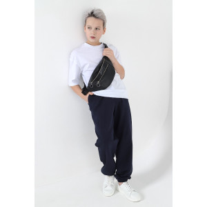 Брюки детские "Робин-1.1" футер 2-х нитка с лайкрой (последний размер) темно-синий 128