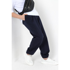 Брюки детские "Робин-1.1" футер 2-х нитка с лайкрой (последний размер) темно-синий 128