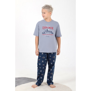 Костюм двойка детский "Тревел-1" кулирка (последний размер) серый 164