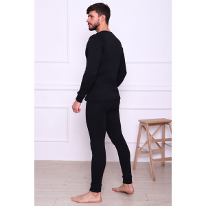 Костюм двойка мужской (термобелье) 9197а рибана с начесом (последний размер) черный 48,52