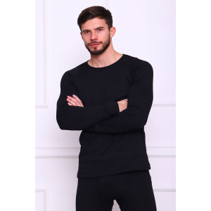 Костюм двойка мужской (термобелье) 9197а рибана с начесом (последний размер) черный 48,52