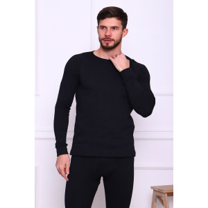 Костюм двойка мужской (термобелье) 9197а рибана с начесом (последний размер) черный 48,52