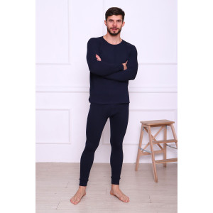 Костюм двойка мужской (термобелье) 9197 рибана с начесом (последний размер) темно-синий 52