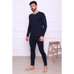 Костюм двойка мужской (термобелье) 9197 рибана с начесом (последний размер) темно-синий 52