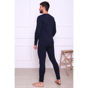 Костюм двойка мужской (термобелье) 9197 рибана с начесом (последний размер) темно-синий 52