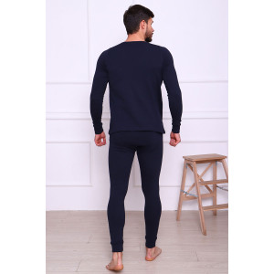 Костюм двойка мужской (термобелье) 9197 рибана с начесом (последний размер) темно-синий 52