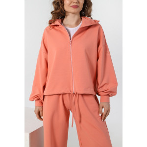 Костюм двойка женский "Дюна" футер 2-х нитка с полиэстером (последний размер) персиковый 42,46,48,50,52
