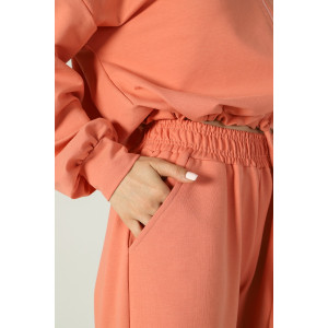 Костюм двойка женский "Дюна" футер 2-х нитка с полиэстером (последний размер) персиковый 42,46,48,50,52