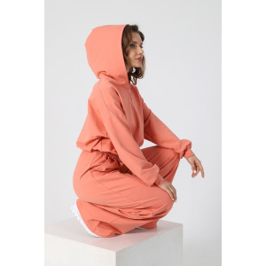 Костюм двойка женский "Дюна" футер 2-х нитка с полиэстером (последний размер) персиковый 42,46,48,50,52