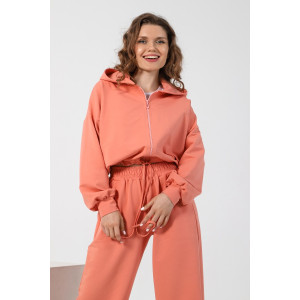 Костюм двойка женский "Дюна" футер 2-х нитка с полиэстером (последний размер) персиковый 42,46,48,50,52