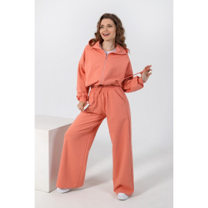 Костюм двойка женский "Дюна" футер 2-х нитка с полиэстером (последний размер) персиковый 42,46,48,50,52