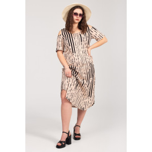Платье женское К-381 "Влада" кулирка (р-ры: 48-58) беж полоса