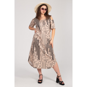 Платье женское К-381 "Влада" кулирка (р-ры: 48-58) беж полоса