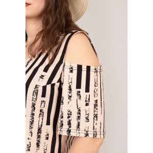 Платье женское К-381 "Влада" кулирка (р-ры: 48-58) беж полоса