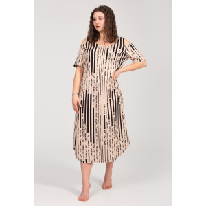 Платье женское К-381 "Влада" кулирка (р-ры: 48-58) беж полоса