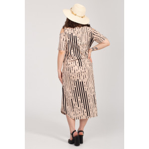 Платье женское К-381 "Влада" кулирка (р-ры: 48-58) беж полоса