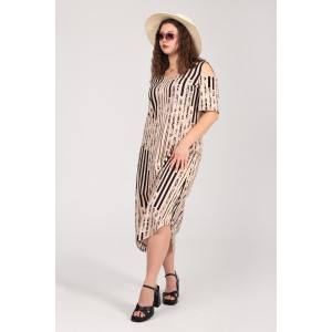Платье женское К-381 "Влада" кулирка (р-ры: 48-58) беж полоса