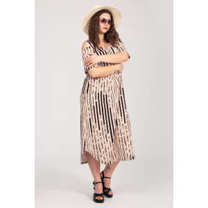 Платье женское К-381 "Влада" кулирка (р-ры: 48-58) беж полоса