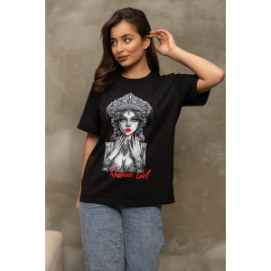 Футболка женская 2157/1 кулирка с лайкрой (р-ры: 46-56) черный