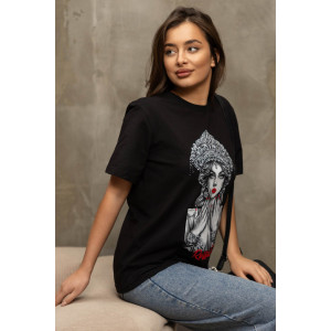 Футболка женская 2157/1 кулирка с лайкрой (р-ры: 46-56) черный