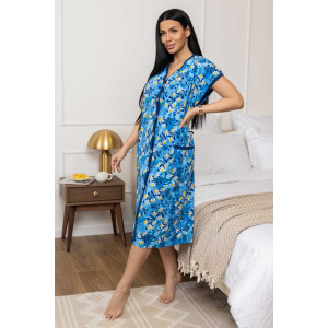 Халат женский 1472/11 кулирка (р-ры: 48-62) синий-желтый