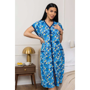 Халат женский 1472/11 кулирка (р-ры: 48-62) синий-желтый