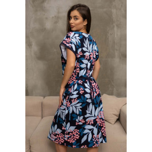 Халат женский 1472/12 кулирка (р-ры: 48-62) черный-розовый