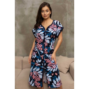 Халат женский 1472/12 кулирка (р-ры: 48-62) черный-розовый