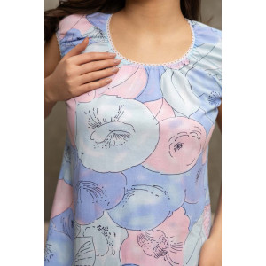 Сорочка женская 1014/25 кулирка (р-ры: 48-62) голубой-розовый