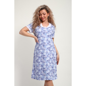 Сорочка женская "Зефирка" М431 кулирка (р-ры: 46-60) цветы на сиреневом