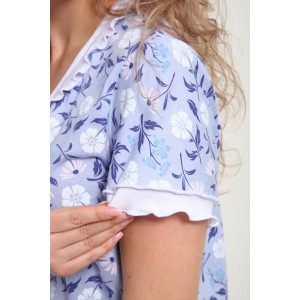 Сорочка женская "Зефирка" М431 кулирка (р-ры: 46-60) цветы на сиреневом