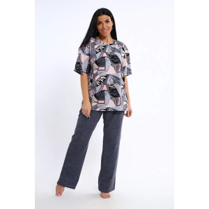 Костюм двойка женский КЖ-007 кулирка (р-ры: 56-74) индиго