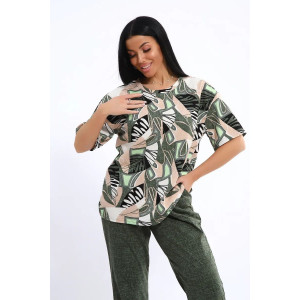 Костюм двойка женский КЖ-007 кулирка (р-ры: 56-74) хаки