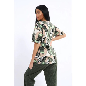 Костюм двойка женский КЖ-007 кулирка (р-ры: 56-74) хаки