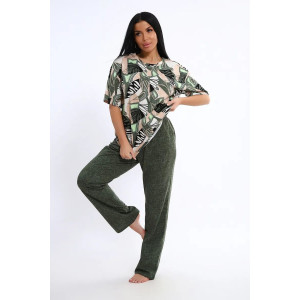 Костюм двойка женский КЖ-007 кулирка (р-ры: 56-74) хаки